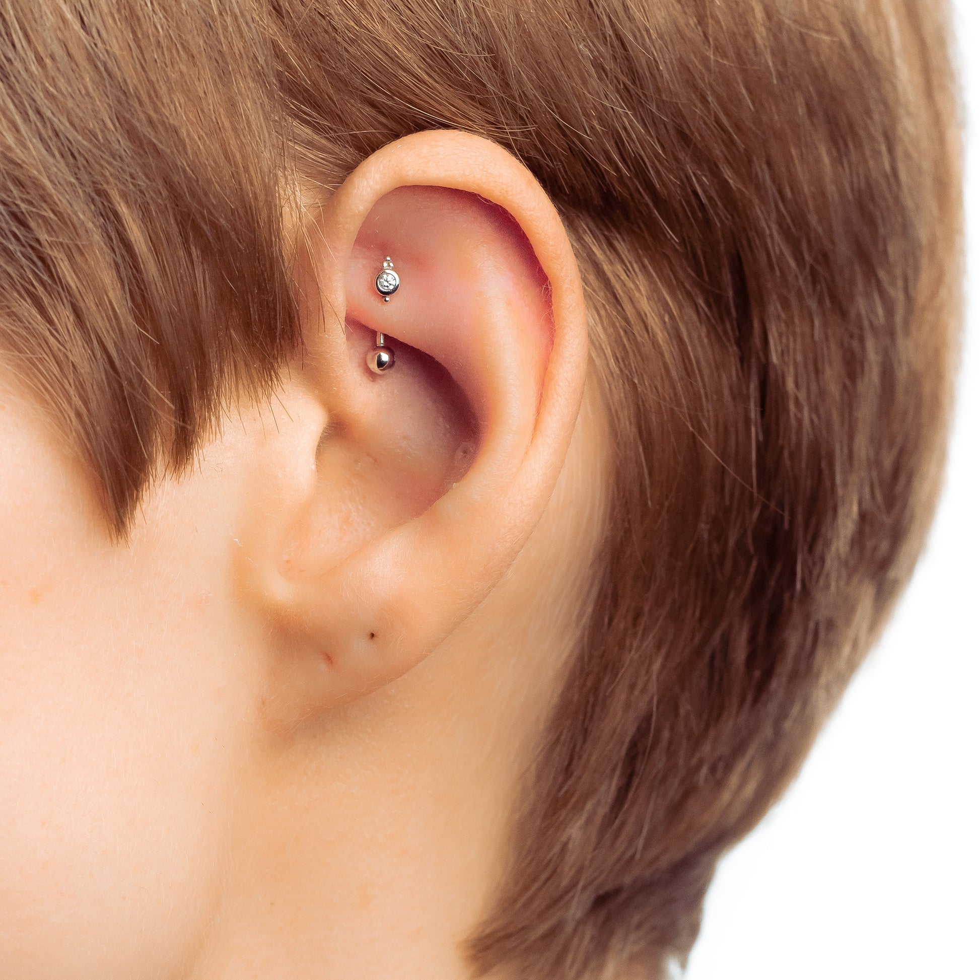 Solid 925 Silver CZ Trinity ball Rook Piercing – Sturdy South
