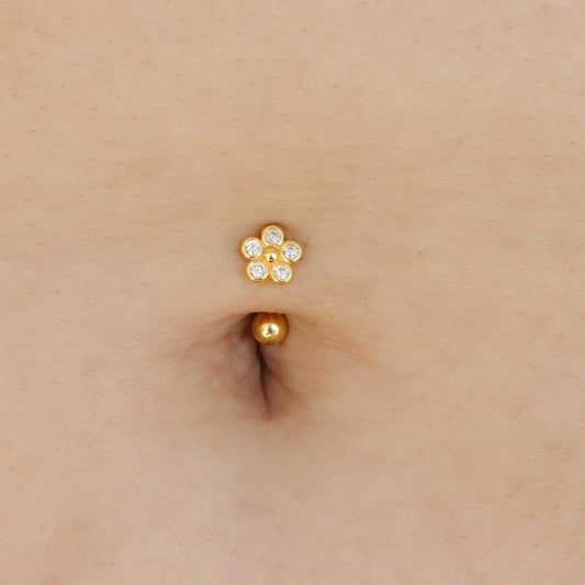 round flower belly button ring