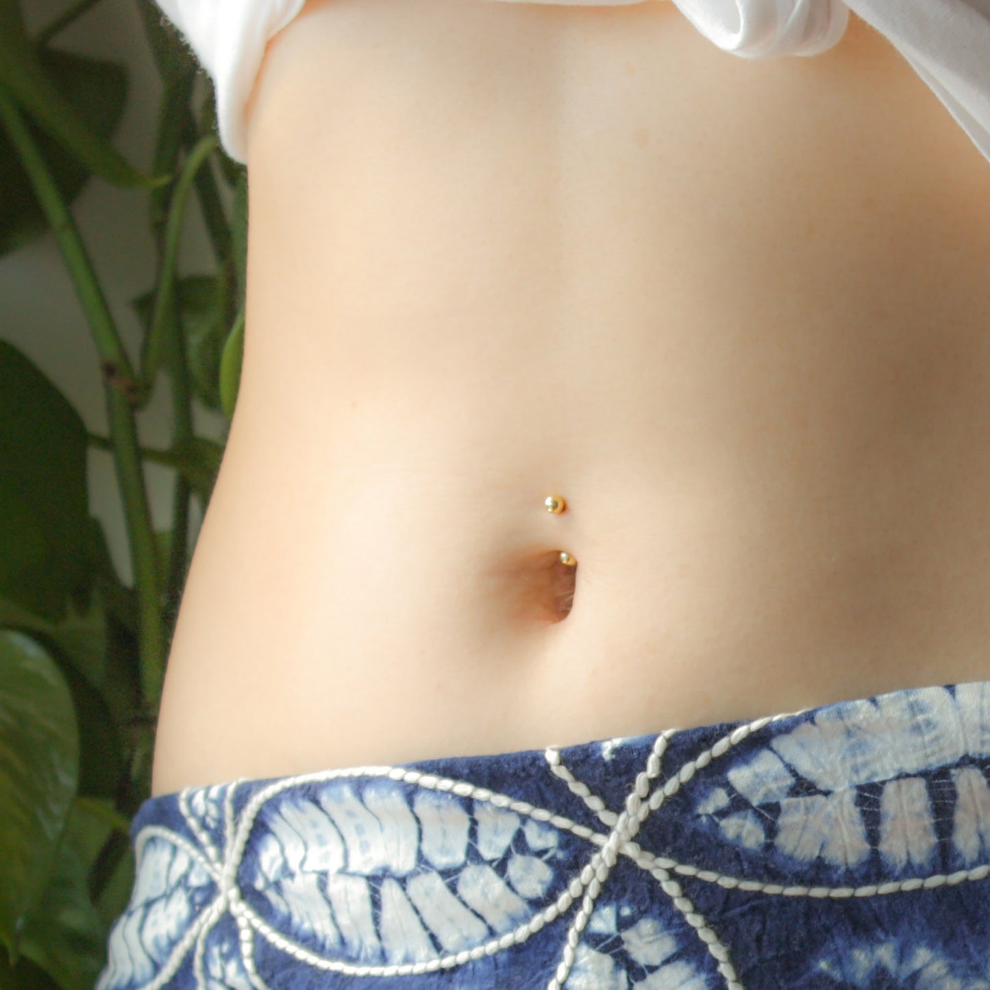 Gold Vermeil Dainty Ball Combination Belly Button Ring