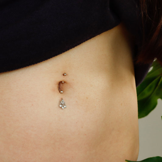 silver lower belly ring