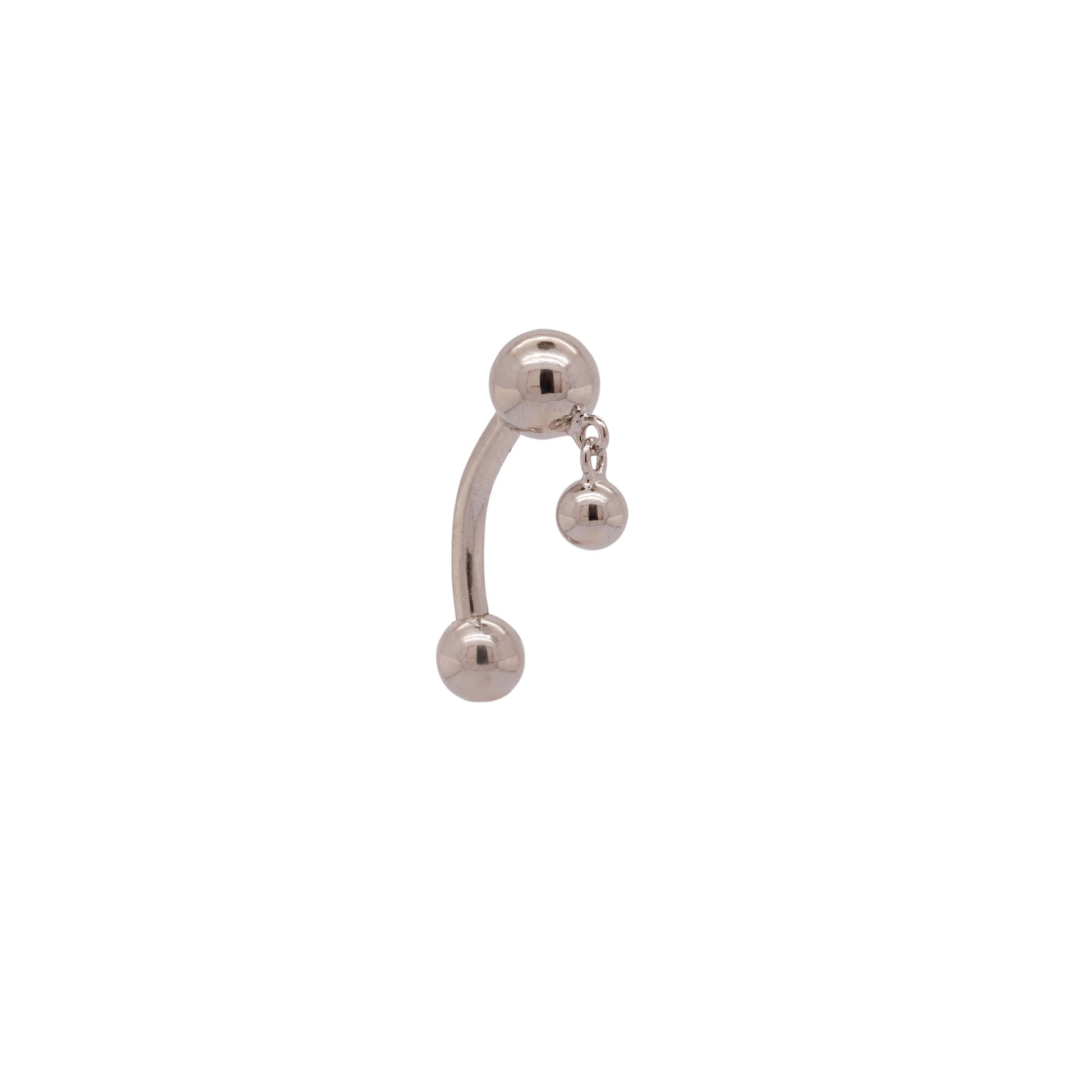 solid 925 silver dainty ball dangle reverse navel ring