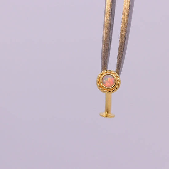 pink opal floating belly ring