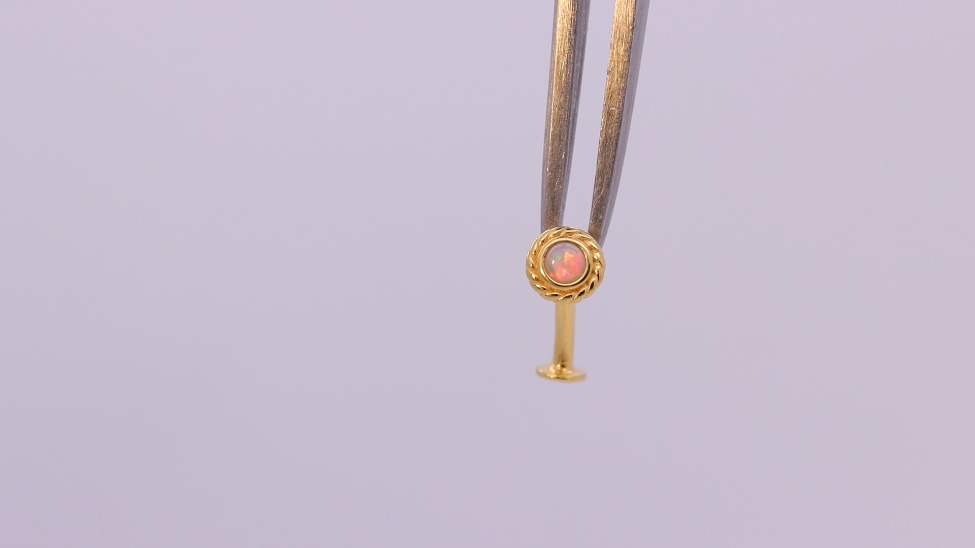 pink opal floating belly ring