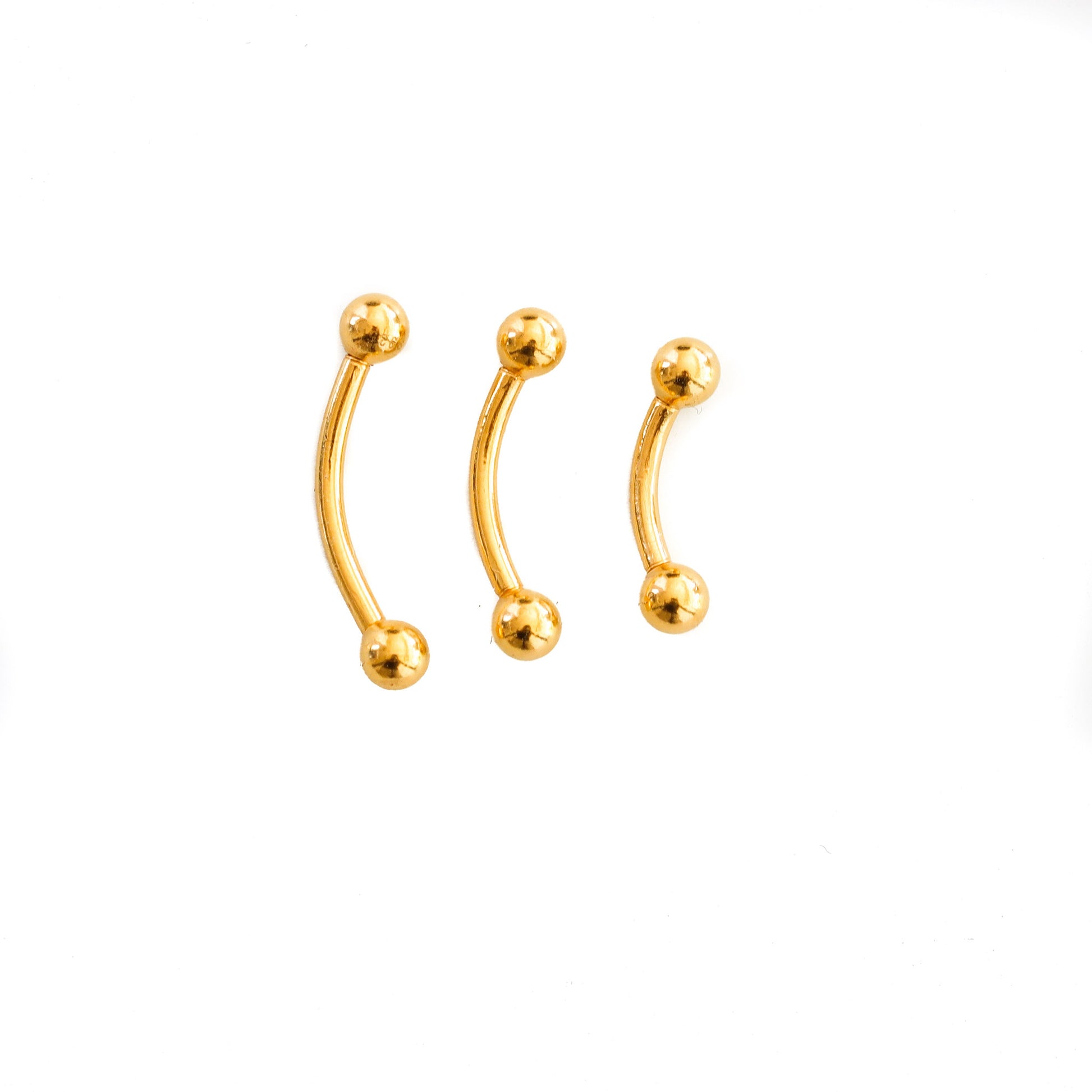 Vermeil | 24k Gold Coated 925 Silver 16G Small Curved Barbell with 3mm Balls | 6mm 1/4" 8mm 5/16" 10mm 3/8" | Eyebrow Septum Daith Rook - Sturdy South