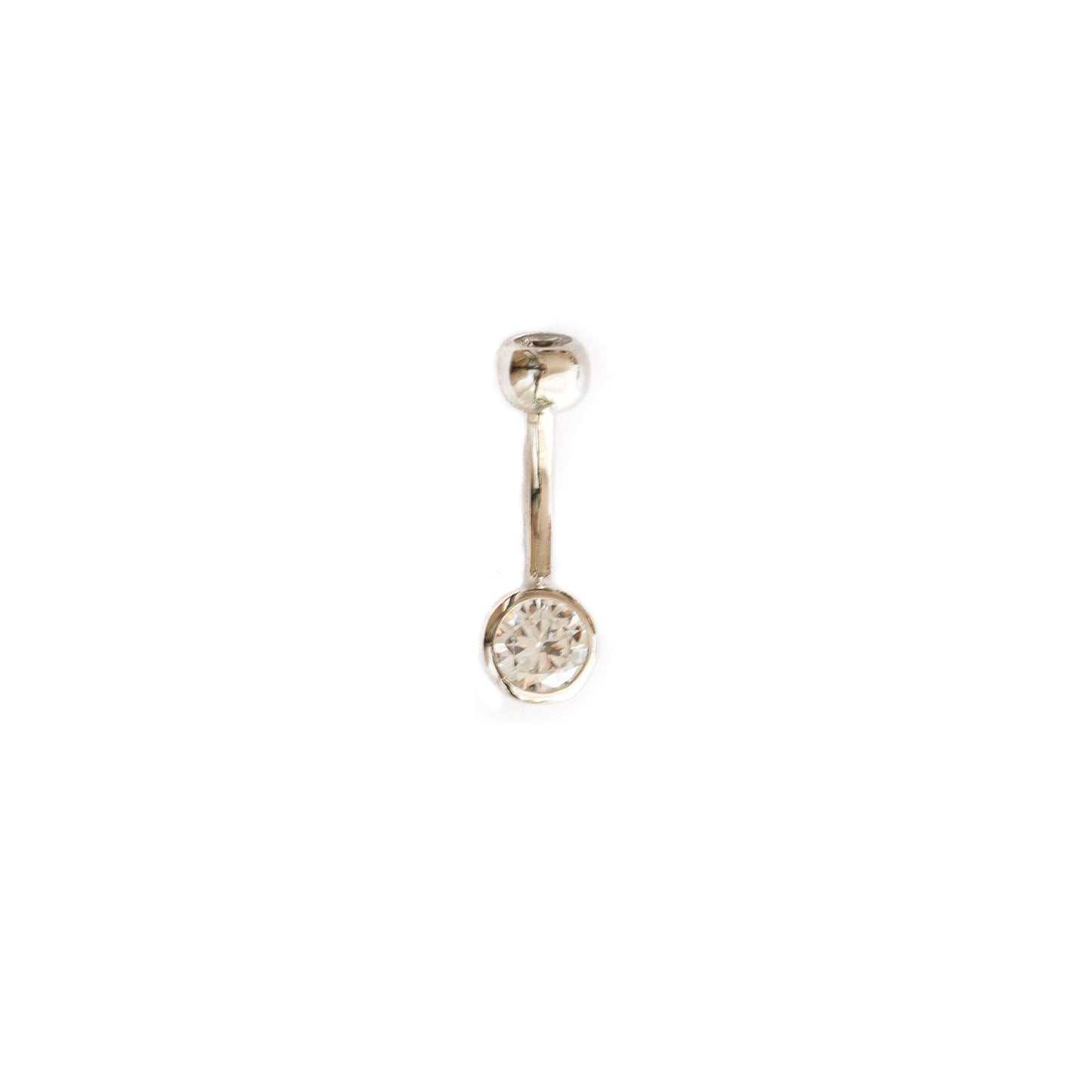 Solid 925 Silver | Small Belly Ring with Sparkling Cubic Zirconia Crystals | 6mm 1/4" 8mm 5/16" 10mm 3/8" - Sturdy South