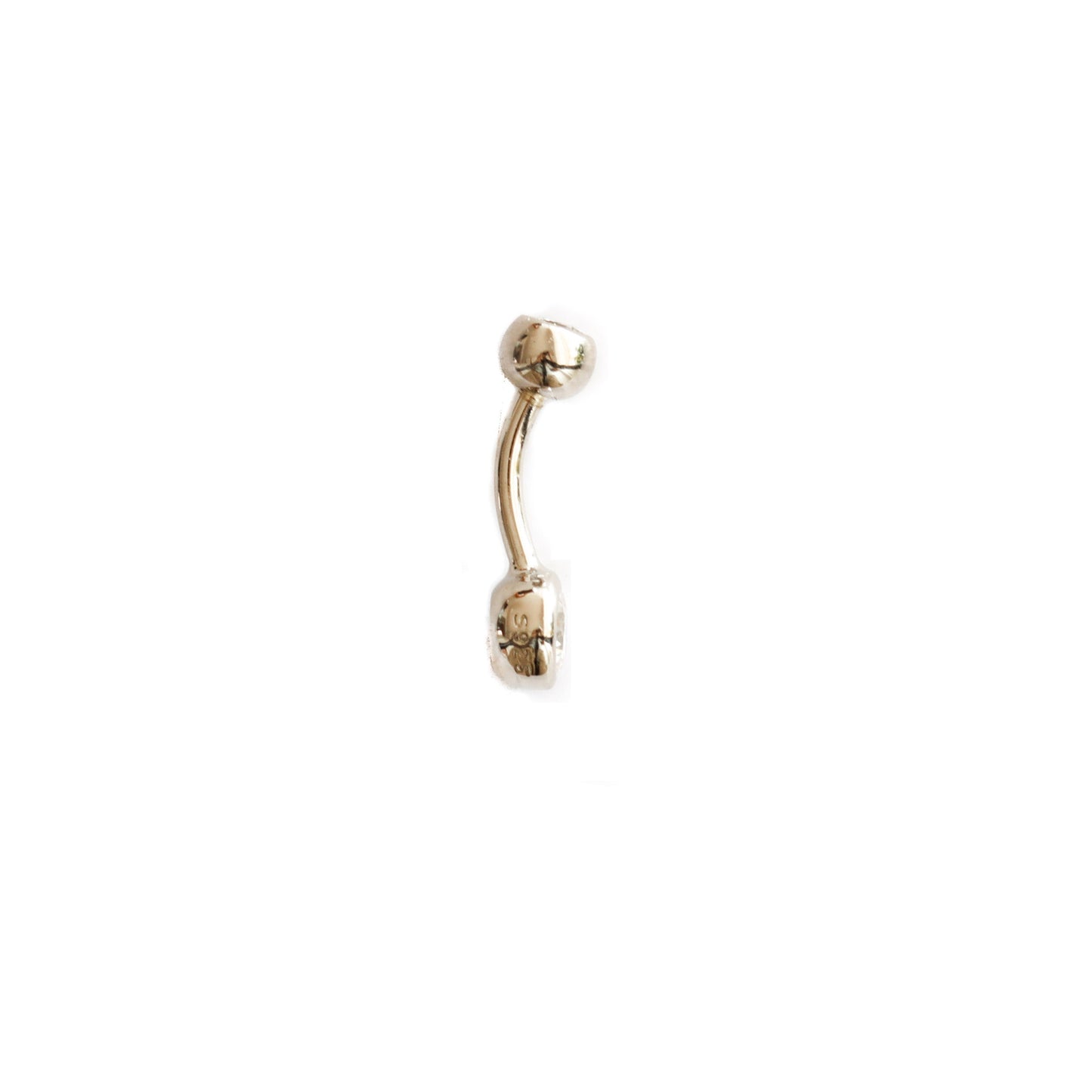 Solid 925 Silver | Small Belly Ring with Sparkling Cubic Zirconia Crystals | 6mm 1/4" 8mm 5/16" 10mm 3/8" - Sturdy South