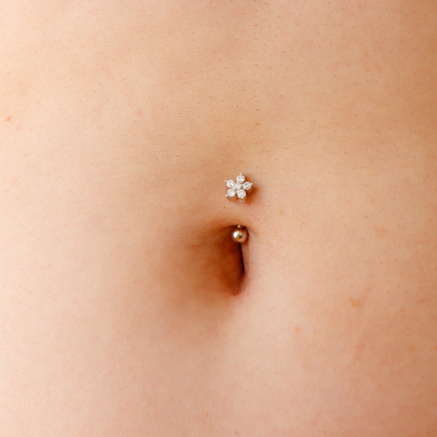 Solid 925 Silver | 16G 14G Petite Flower Reverse Belly Ring | 6mm 1/4" 8mm 5/16" 10mm 3/8" 12mm 15/32" - Sturdy South