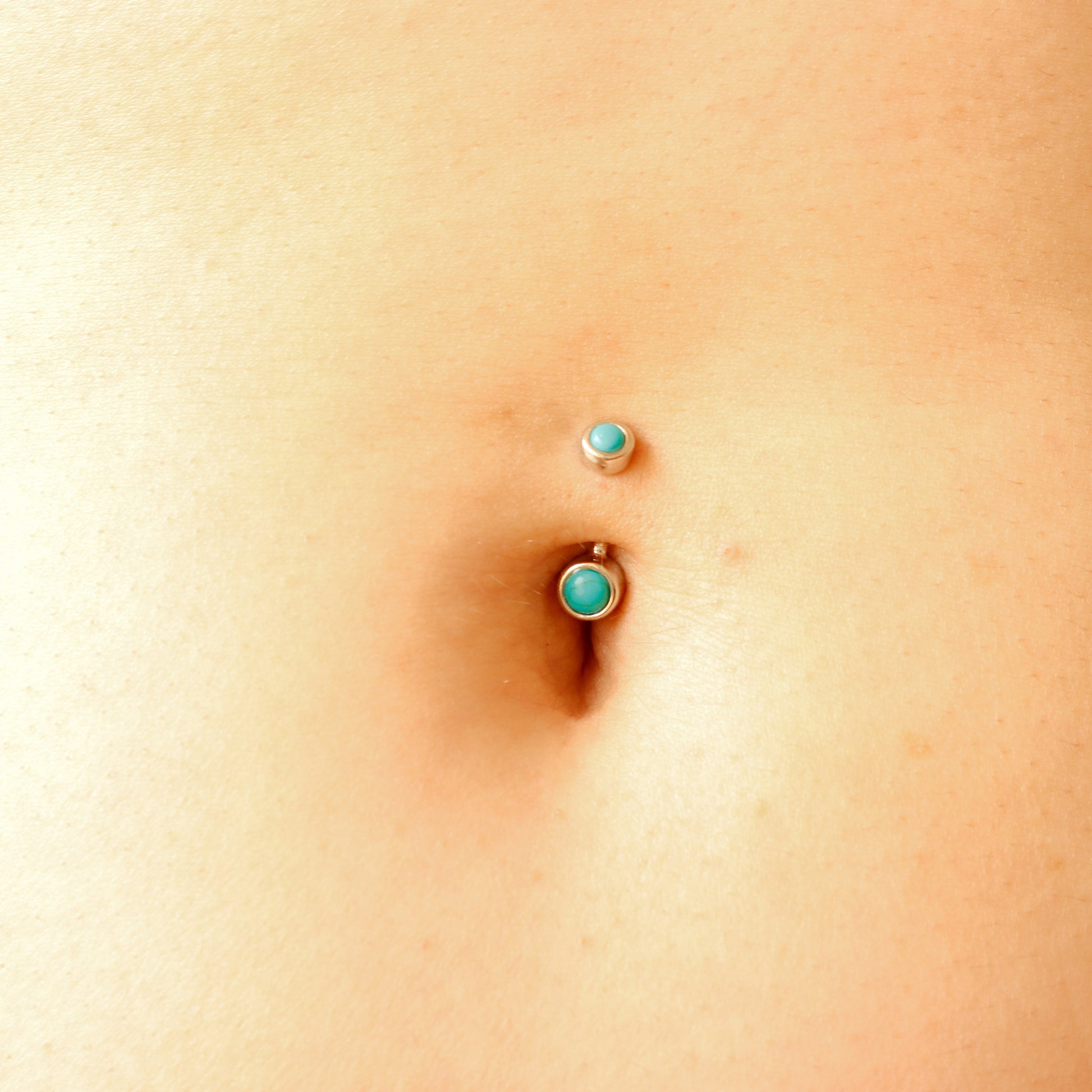 Solid 925 Silver | 14G Tiny Blue Turquoise Belly Ring | 6mm 1/4" 8mm 5/16" 10mm 3/8" - Sturdy South