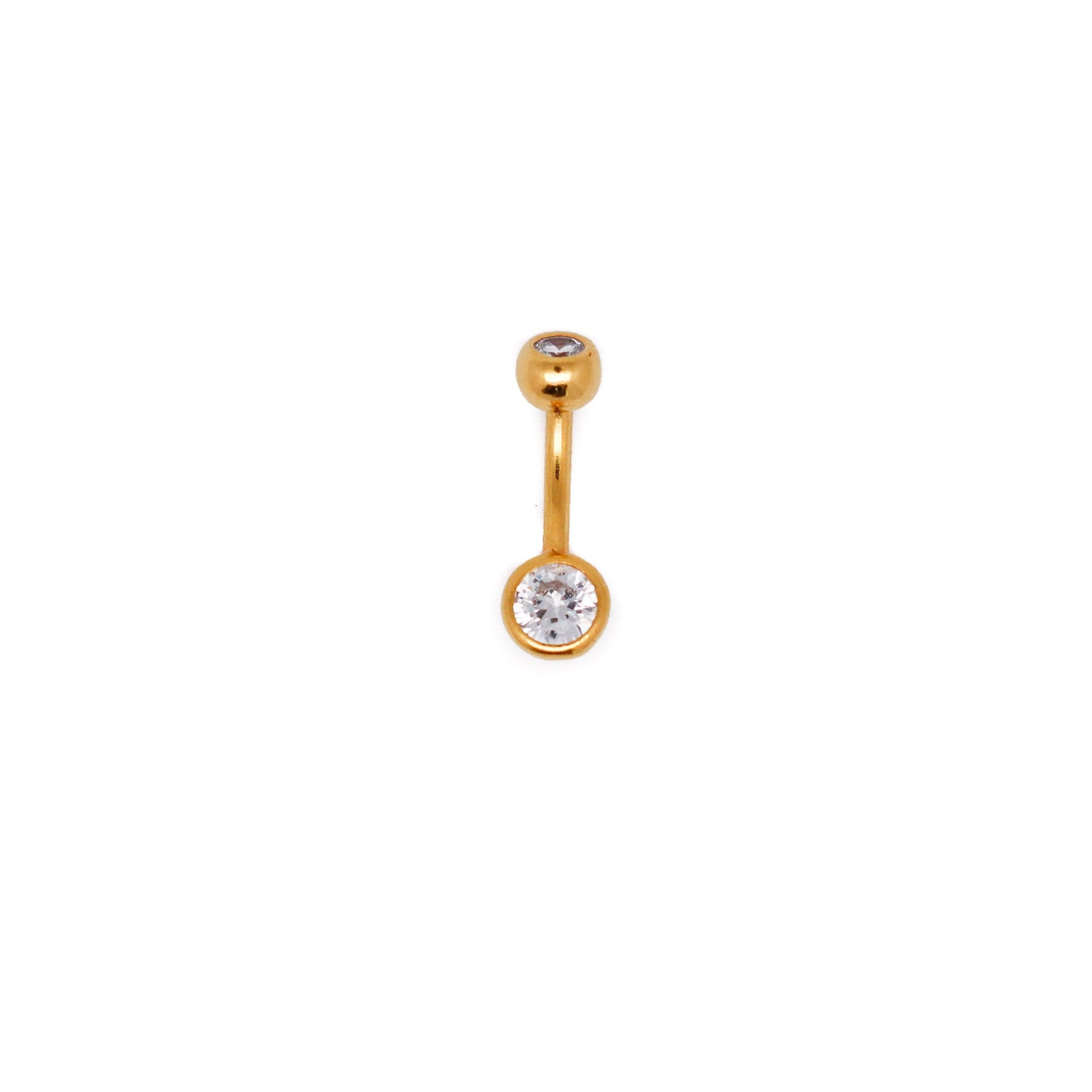 Vermeil | 24k Gold Coated 925 Silver Small Belly Ring with Sparkling Cubic Zirconia Crystals | 6mm 1/4" 8mm 5/16" 10mm 3/8" - Sturdy South
