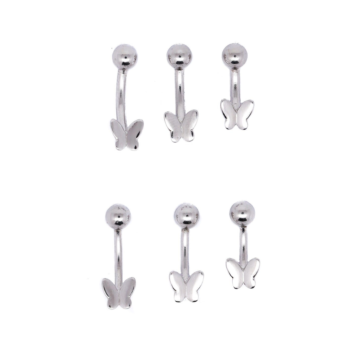 Solid 925 Silver | 16G 14G Petite Butterfly Belly Ring | 6mm 1/4" 8mm 5/16" 10mm 3/8" - Sturdy South