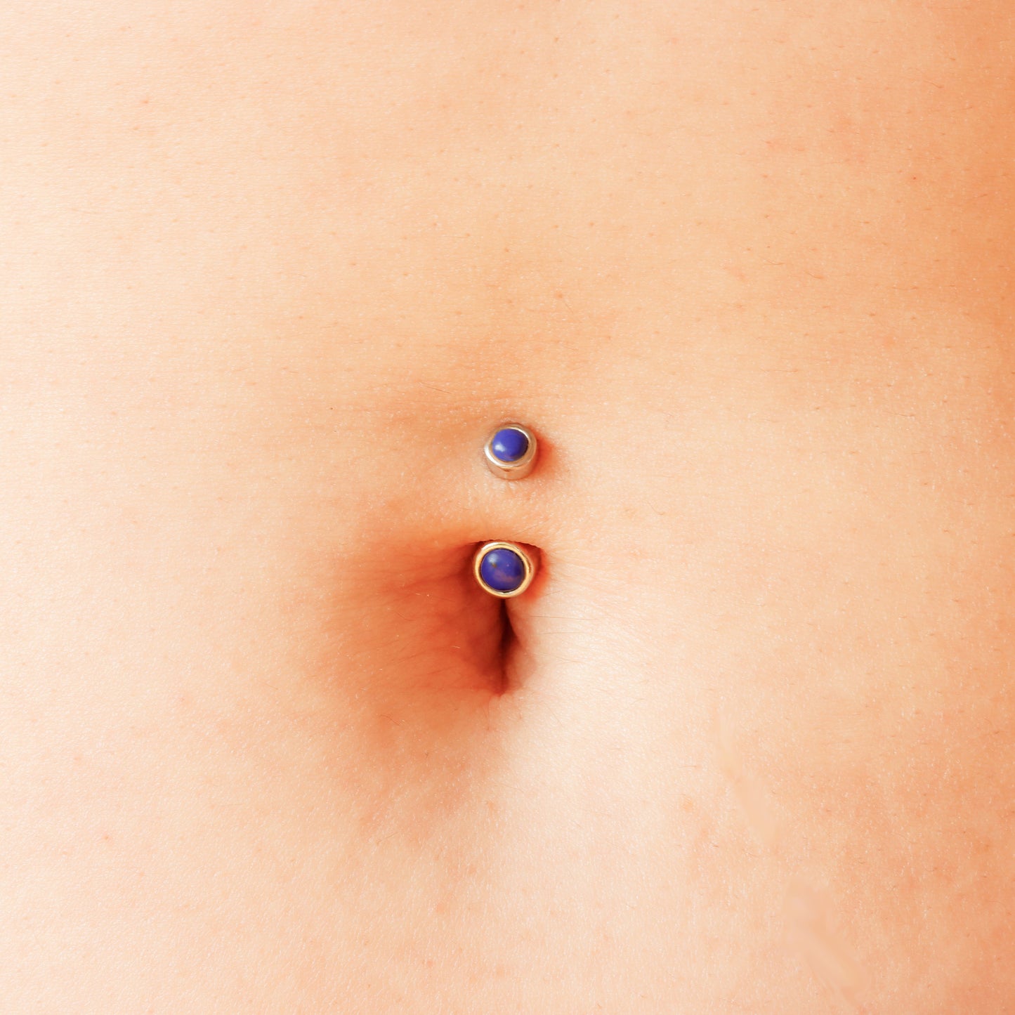 Solid 925 Silver | 14G Tiny Lapis lazuli Belly Ring | 6mm 1/4" 8mm 5/16" 10mm 3/8" - Sturdy South