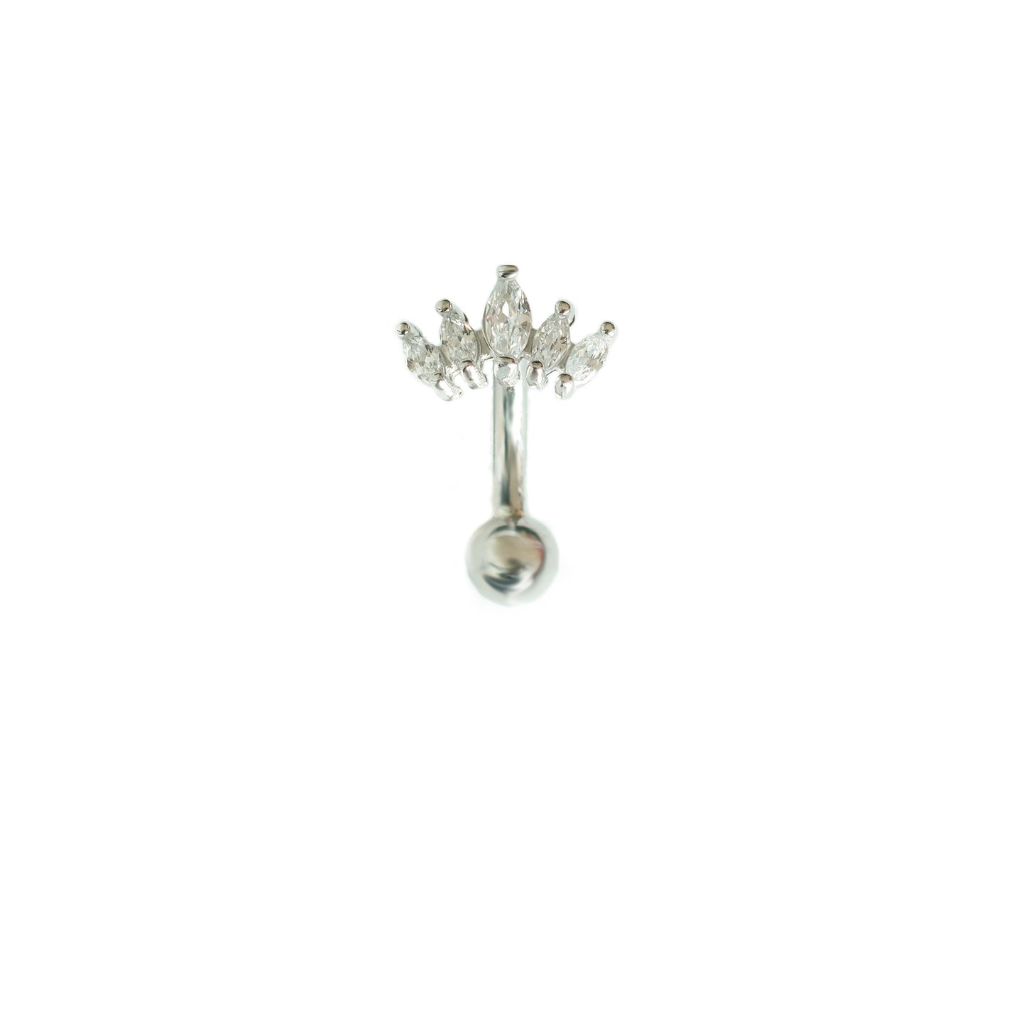 Solid 925 Silver | 16G 14G Petite Tiara Reverse Belly Ring | 6mm 1/4" 8mm 5/16" 10mm 3/8" - Sturdy South