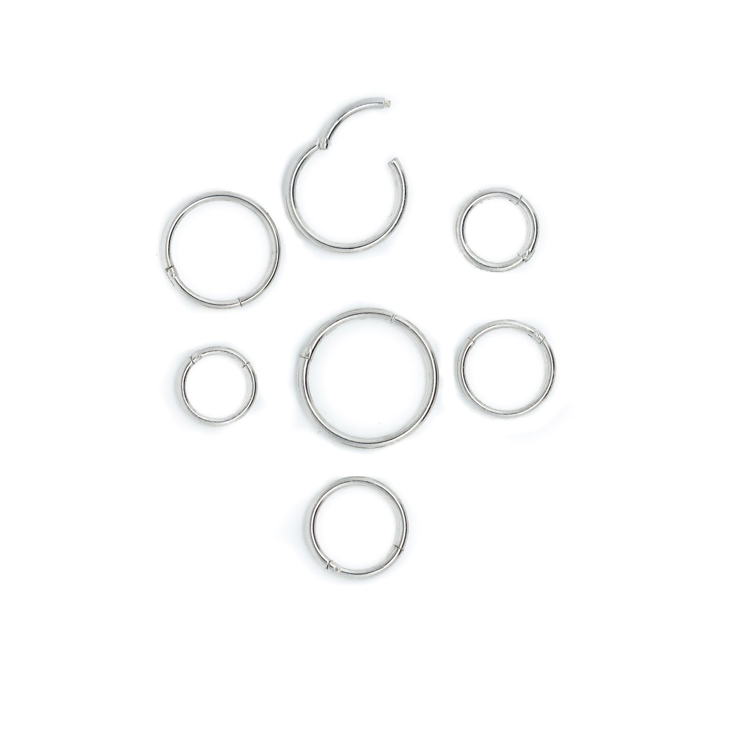 Solid 925 Silver | 16G/19G Hinge Hoop Segment Rings | Clicker Hoop | Septum | Cartilage | Tragus | Daith | Conch | 6mm 8mm 10mm - Sturdy South
