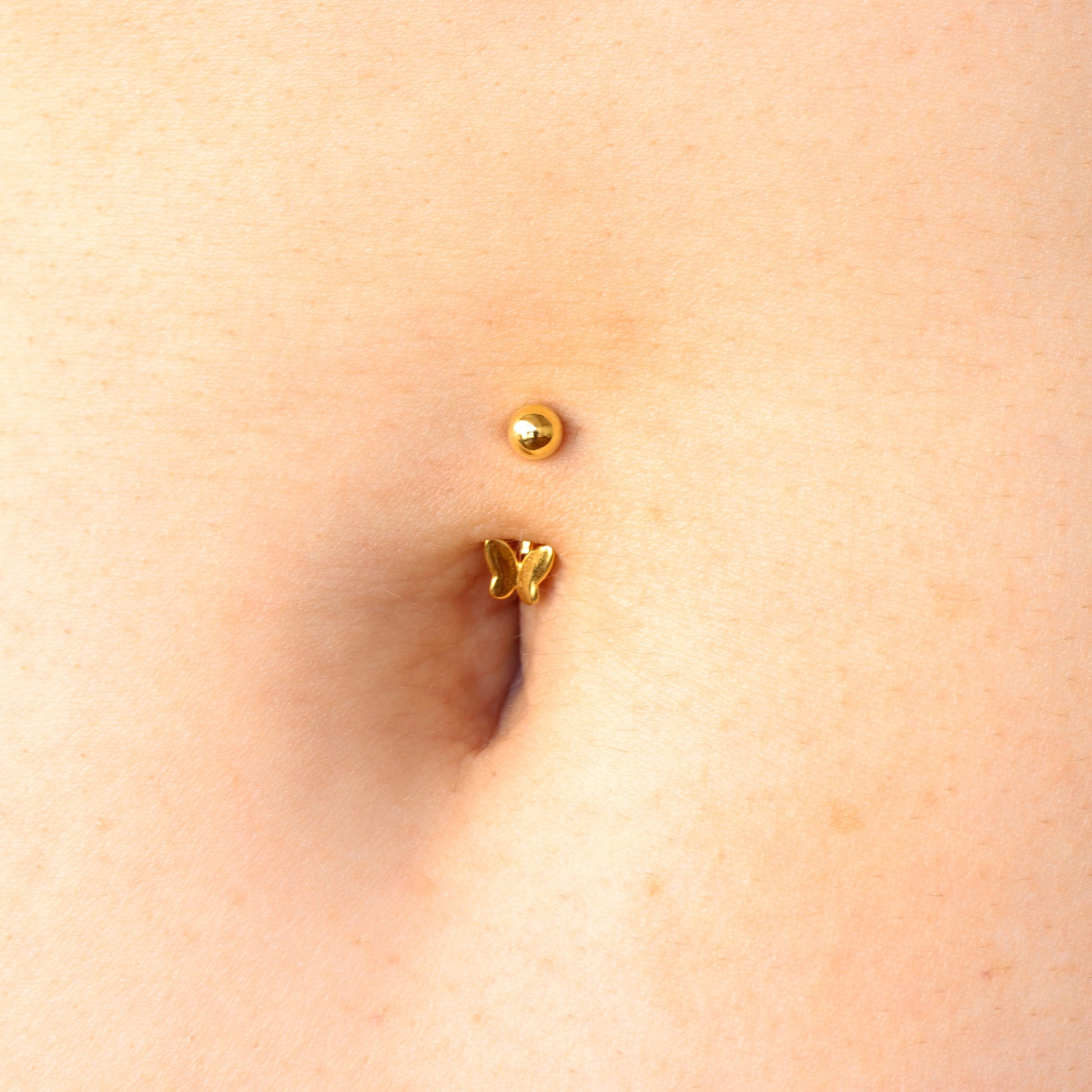 Vermeil | 24k Gold Coated 925 Silver 16G/14G Petite Butterfly Belly Ring | 6mm 1/4" 8mm 5/16" 10mm 3/8" - Sturdy South