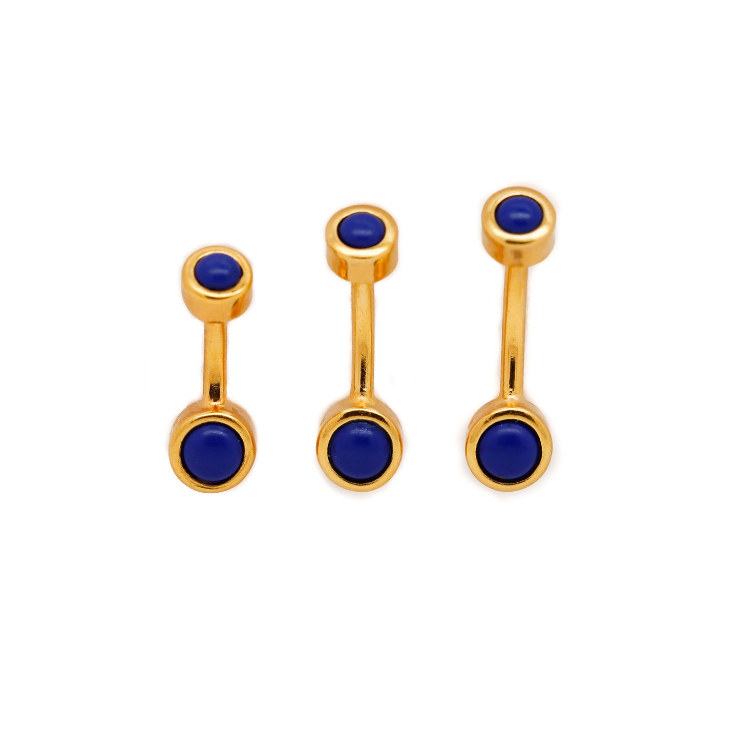 Vermeil | 24k Gold Coated 925 Silver 14G Tiny Lapis Lazuli Belly Ring | 6mm 1/4" 8mm 5/16" 10mm 3/8" - Sturdy South