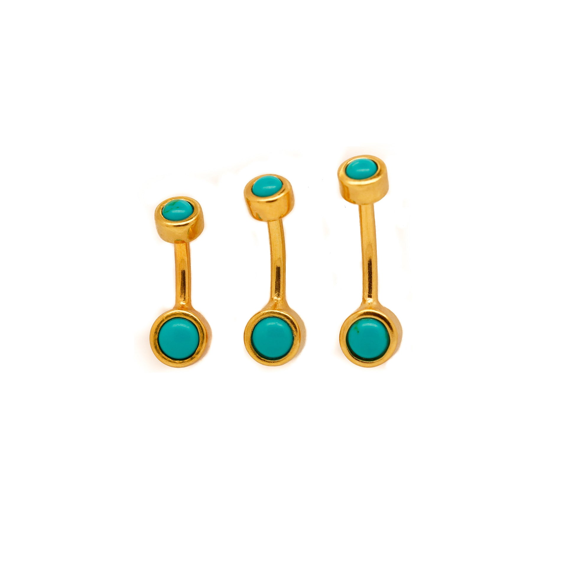 Vermeil | 24k Gold Coated 925 Silver 14G Tiny Blue Turquoise Belly Ring | 6mm 1/4" 8mm 5/16" 10mm 3/8" - Sturdy South