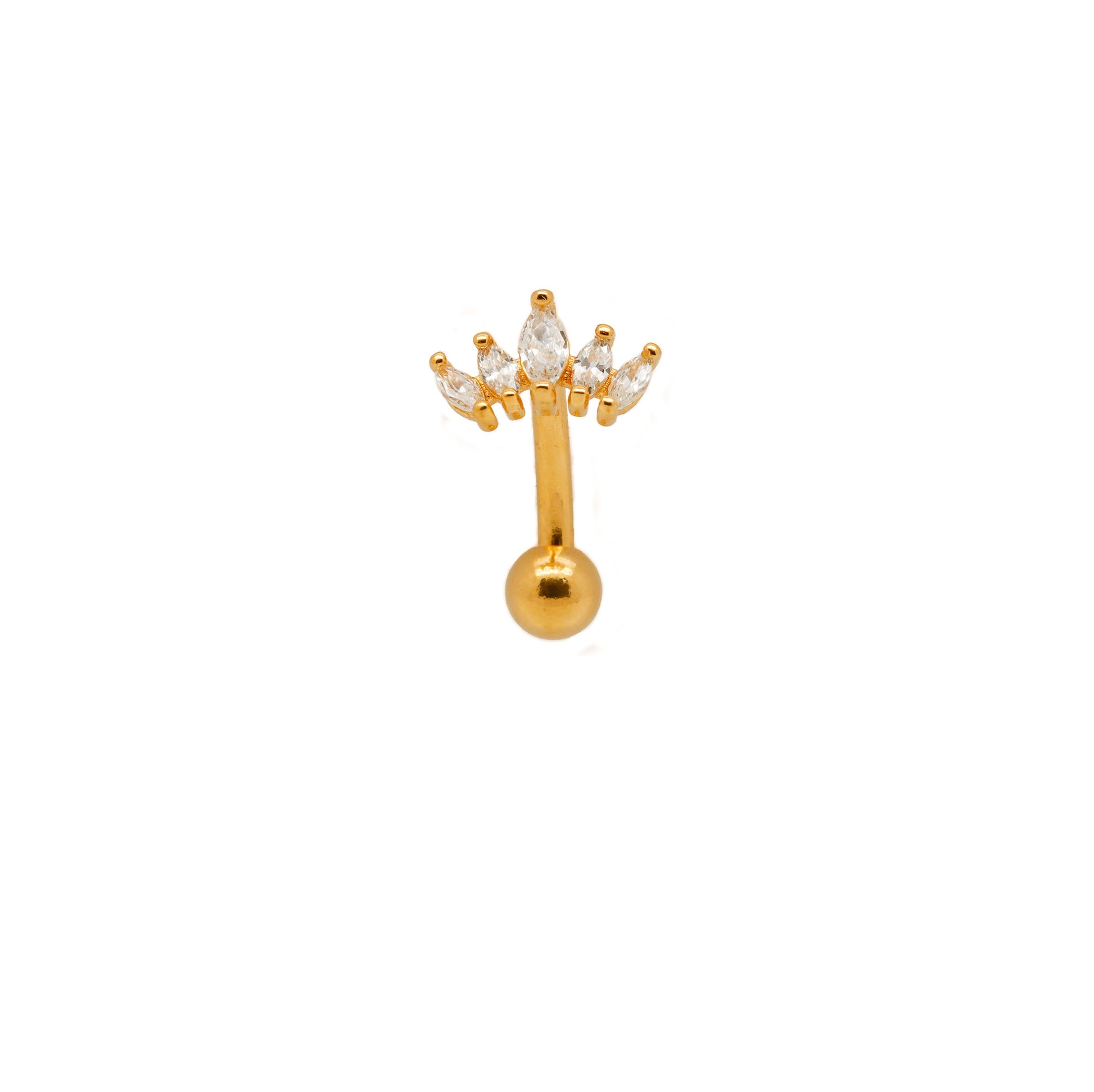 Vermeil | 24k Gold Coated 925 Silver 16G/14G Petite Tiara Reverse Belly Ring | 6mm 1/4" 8mm 5/16" 10mm 3/8" - Sturdy South