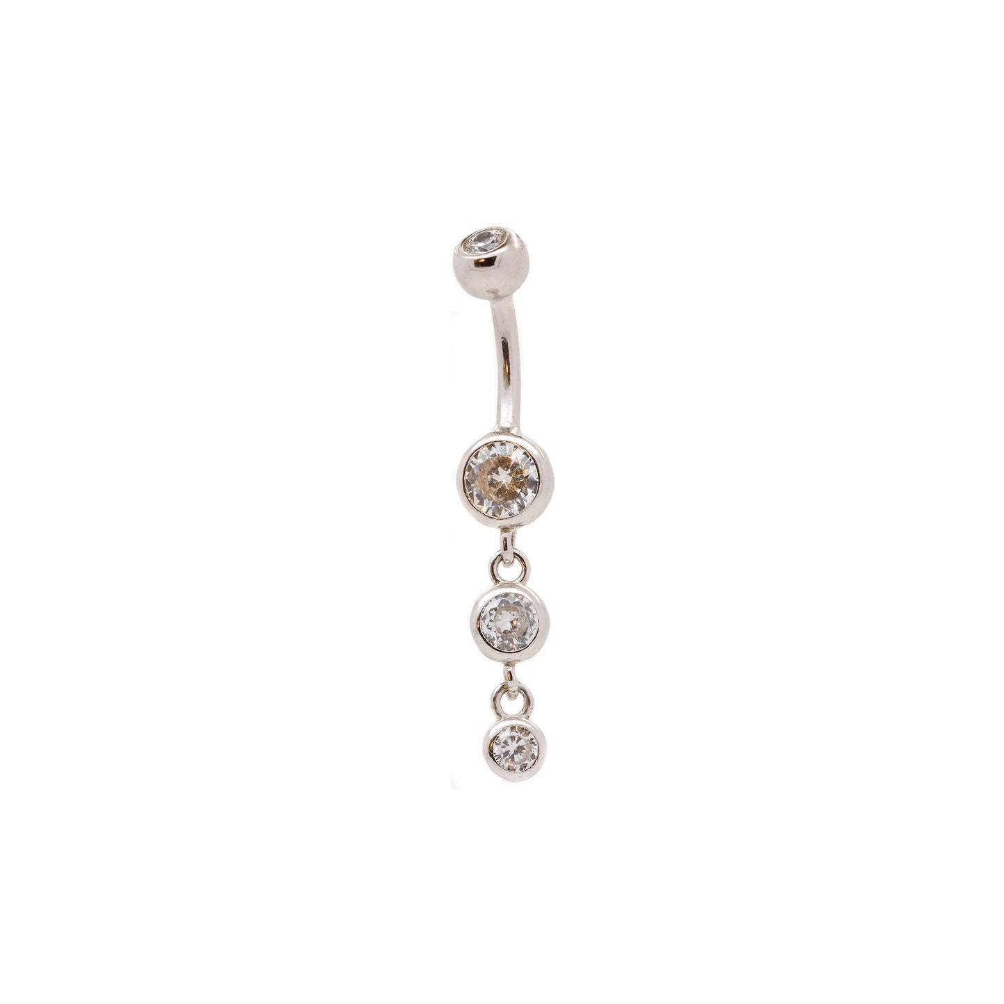 Solid 925 Silver | Triple Charm Dangle Belly Ring | 14G 6mm 1/4" 8mm 5/16" 10mm 3/8" - Sturdy South
