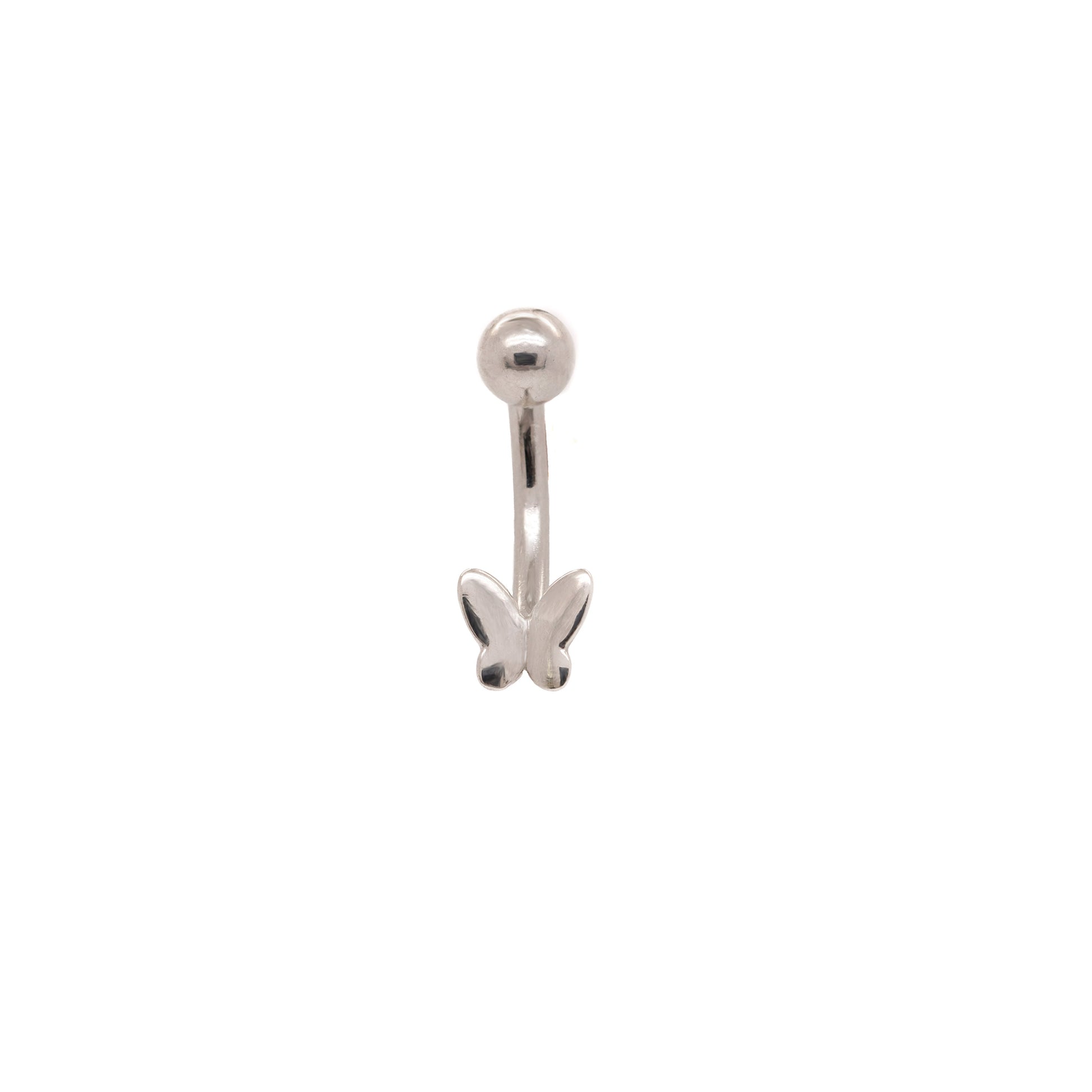 Solid 925 Silver | 16G 14G Petite Butterfly Belly Ring | 6mm 1/4" 8mm 5/16" 10mm 3/8" - Sturdy South