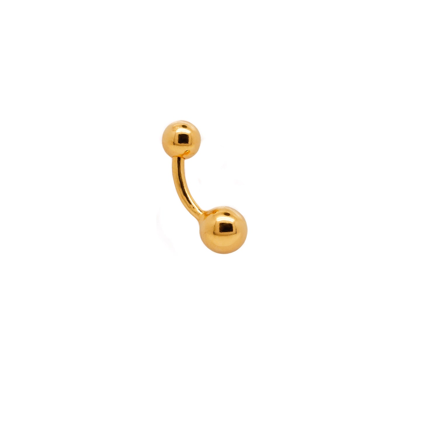 Vermeil | 925 Silver 24k Gold Coated Small Ball Combination Belly Ring | 6mm 1/4" 8mm 5/16" 10mm 3/8" - Sturdy South