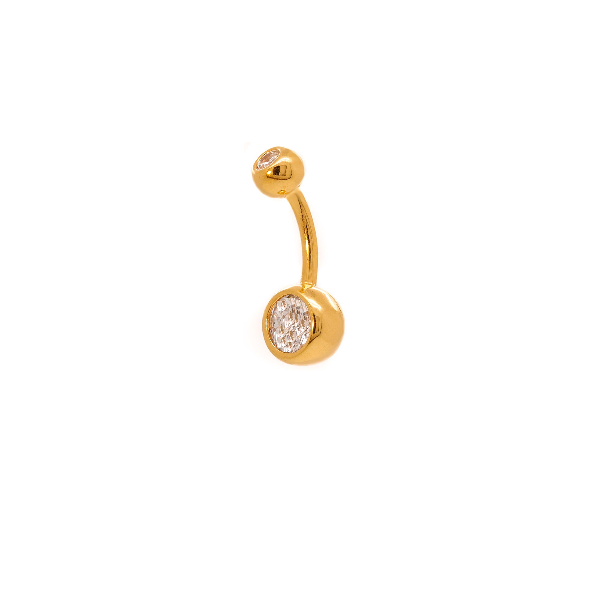 Vermeil | 925 Silver 24k Gold Coated Double Jeweled Belly Ring | 6mm 1/4" 8mm 5/16" 10mm 3/8" - Sturdy South