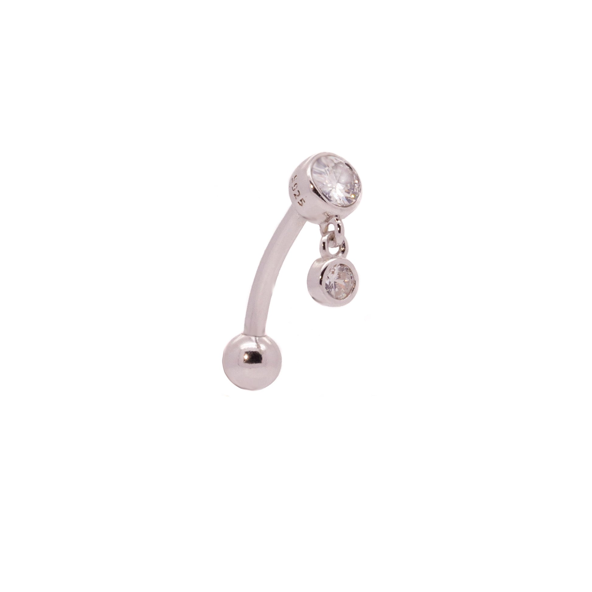 Solid 925 Silver | 16G 14G Petite Charm Dangle Reverse Belly Ring | 6mm 1/4" 8mm 5/16" 10mm 3/8" - Sturdy South