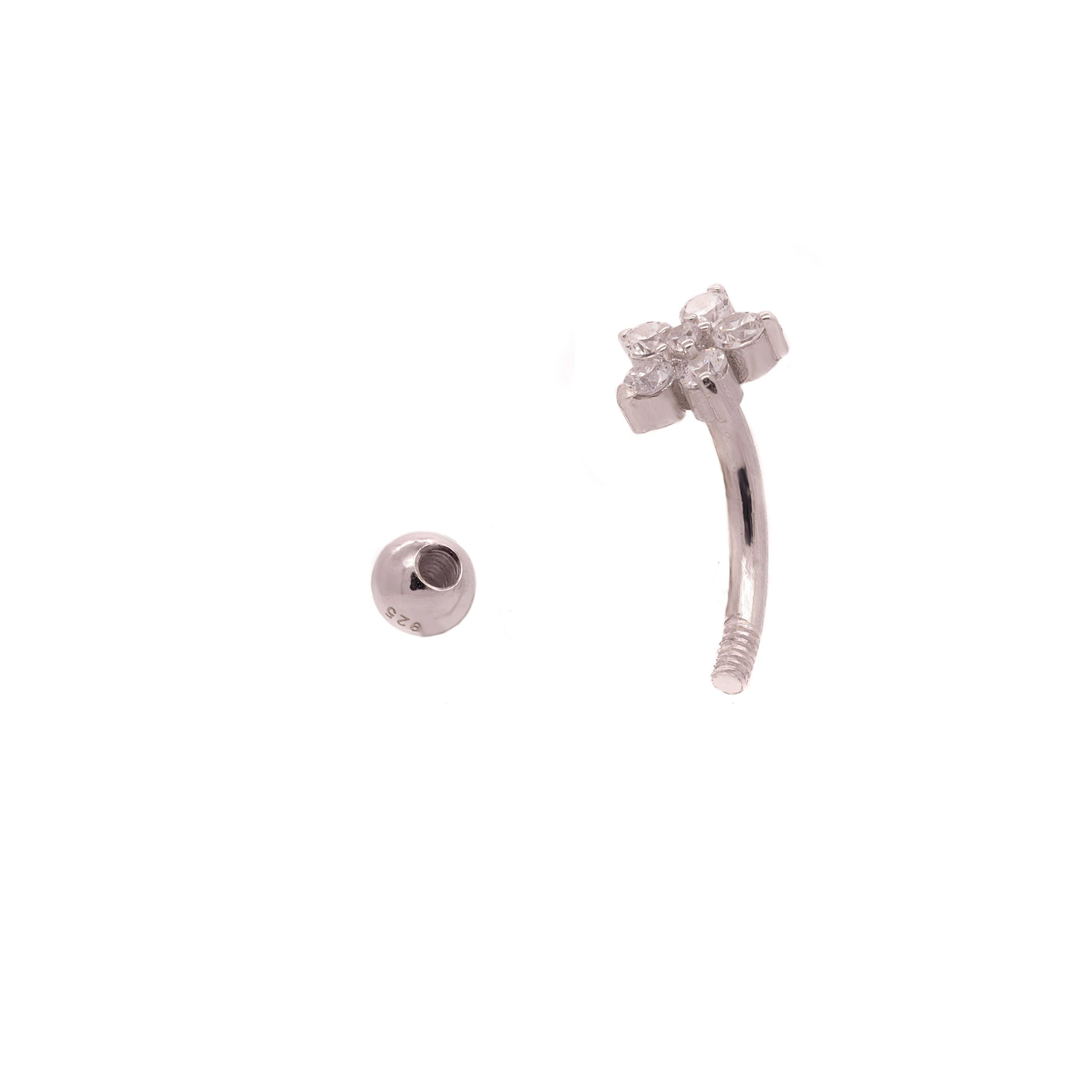 Solid 925 Silver | 16G 14G Petite Flower Reverse Belly Ring | 6mm 1/4" 8mm 5/16" 10mm 3/8" 12mm 15/32" - Sturdy South