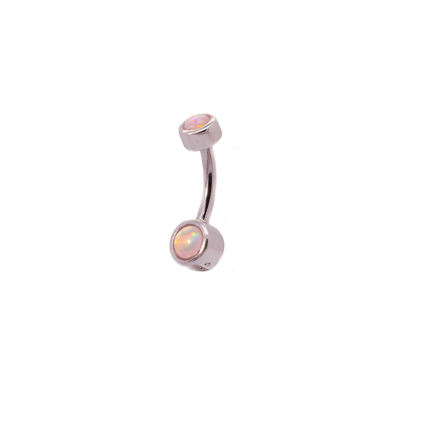Solid 925 Silver | 14G Tiny Pink Kyocera Galaxy Opal Belly Ring | 6mm 1/4" 8mm 5/16" 10mm 3/8" - Sturdy South
