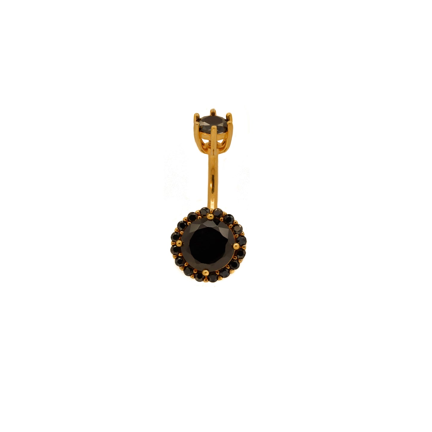 Vermeil | 925 Silver 24k Gold Coated Black Zirconia Halo Belly Ring | 6mm 1/4" 8mm 5/16" 10mm 3/8" - Sturdy South