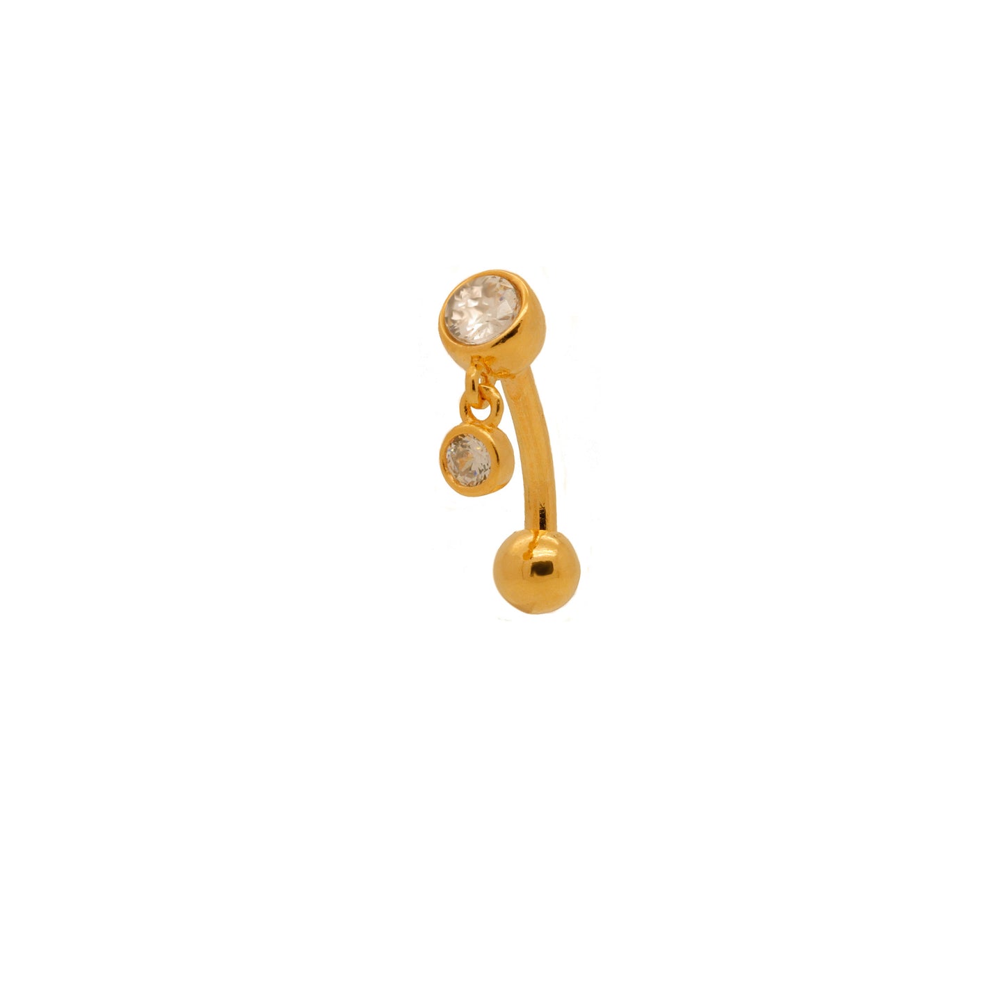 Vermeil | 925 Silver 24k Gold Coated 16G 14G Petite Charm Dangle Reverse Belly Ring | 6mm 1/4" 8mm 5/16" 10mm 3/8" - Sturdy South