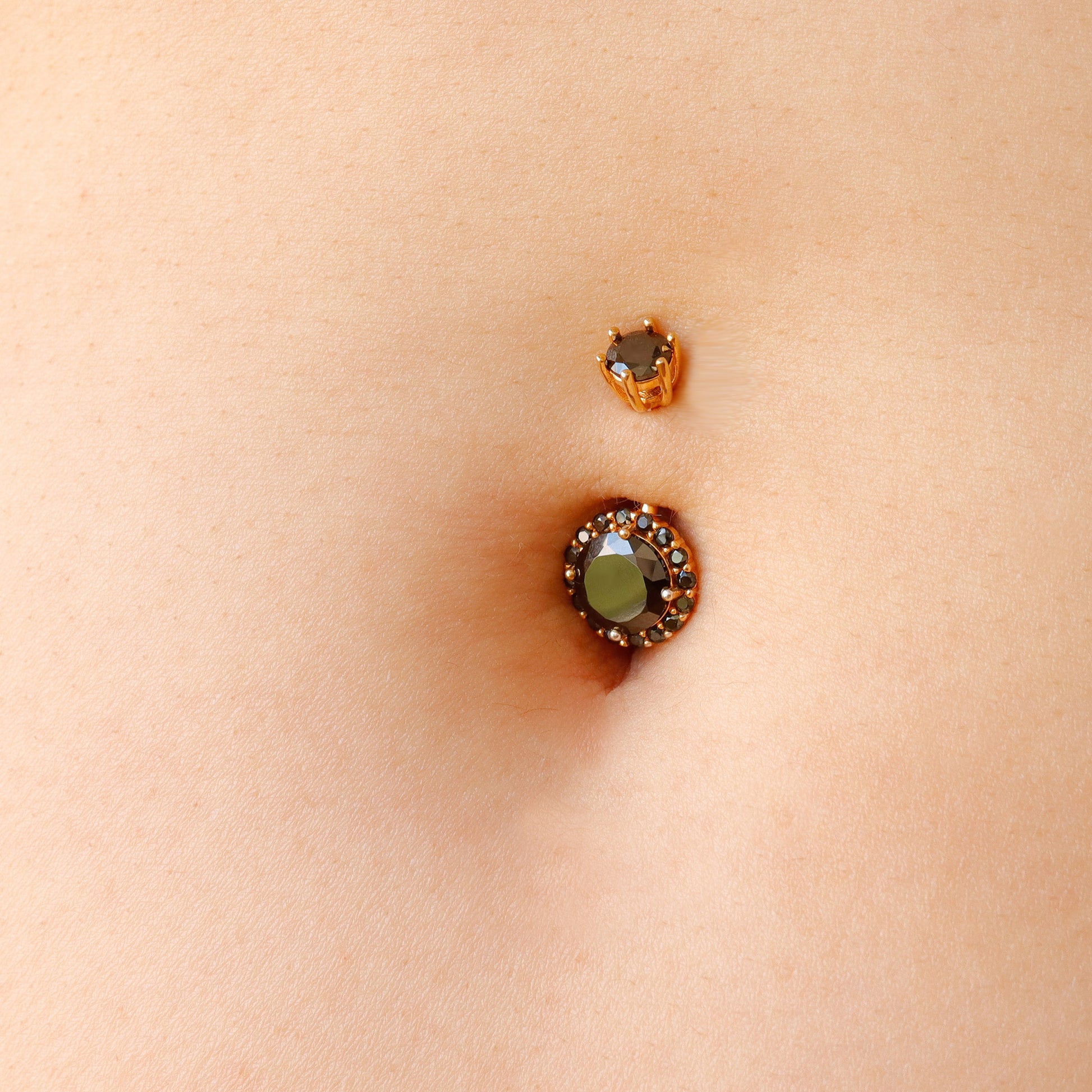 Vermeil | 925 Silver 24k Gold Coated Black Zirconia Halo Belly Ring | 6mm 1/4" 8mm 5/16" 10mm 3/8" - Sturdy South