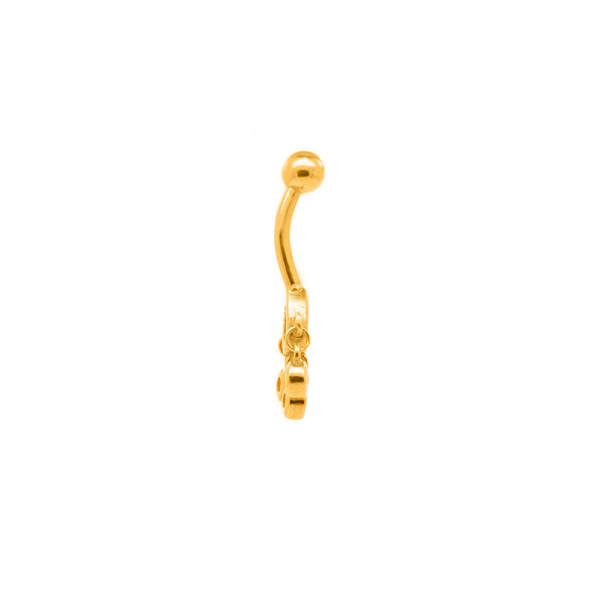 Vermeil | 925 Silver 24k Gold Coated Extra Flat Lower Chandelier Belly Ring with Charmes | 6mm 1/4" 8mm 5/16" 10mm 3/8" 12mm 1/2" 14mm 9/16" - Sturdy South
