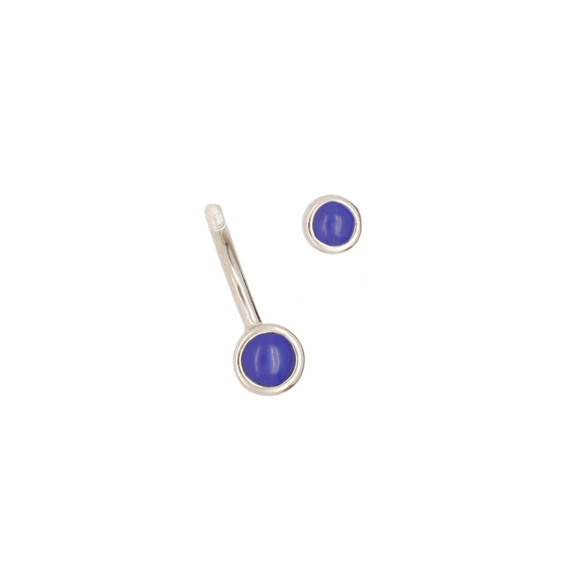 Solid 925 Silver | 14G Tiny Lapis lazuli Belly Ring | 6mm 1/4" 8mm 5/16" 10mm 3/8" - Sturdy South
