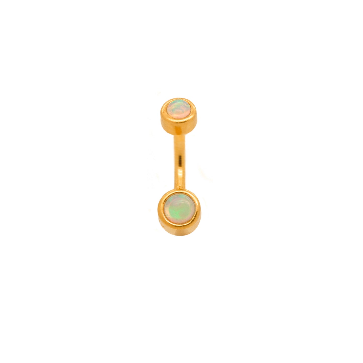 Vermeil | 925 Silver 24k Gold Coated Tiny Blue Kyocera Galaxy Opal Belly Ring | 6mm 1/4" 8mm 5/16" 10mm 3/8" - Sturdy South