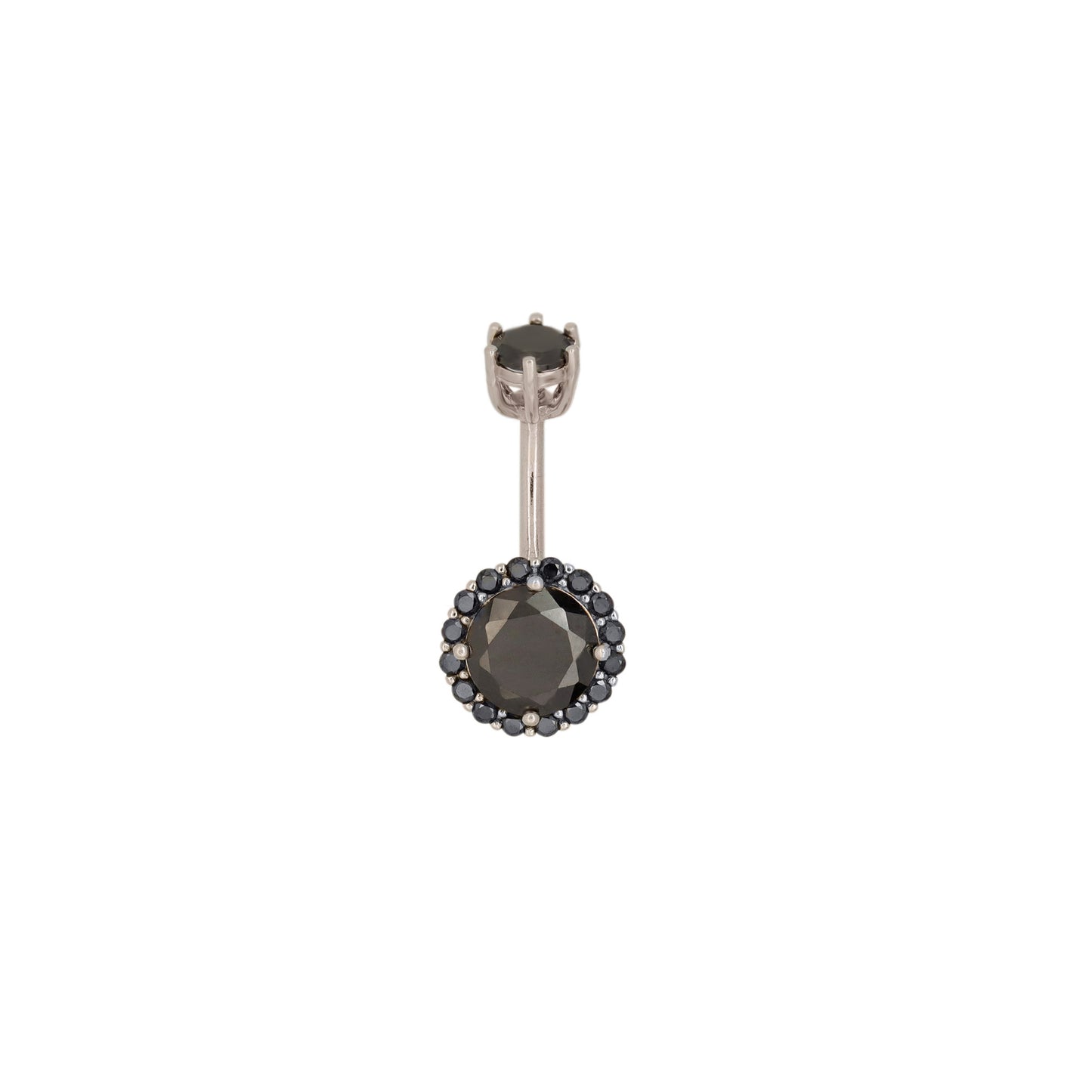 Solid 925 Silver | Black Zirconia Halo Belly Ring | 14G 6mm 1/4" 8mm 5/16" 10mm 3/8" - Sturdy South