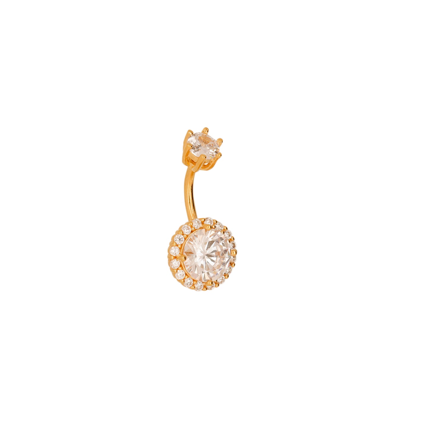 Vermeil | 925 Silver 24k Gold Coated 14G Halo Belly Ring | 6mm 1/4" 8mm 5/16" 10mm 3/8" - Sturdy South