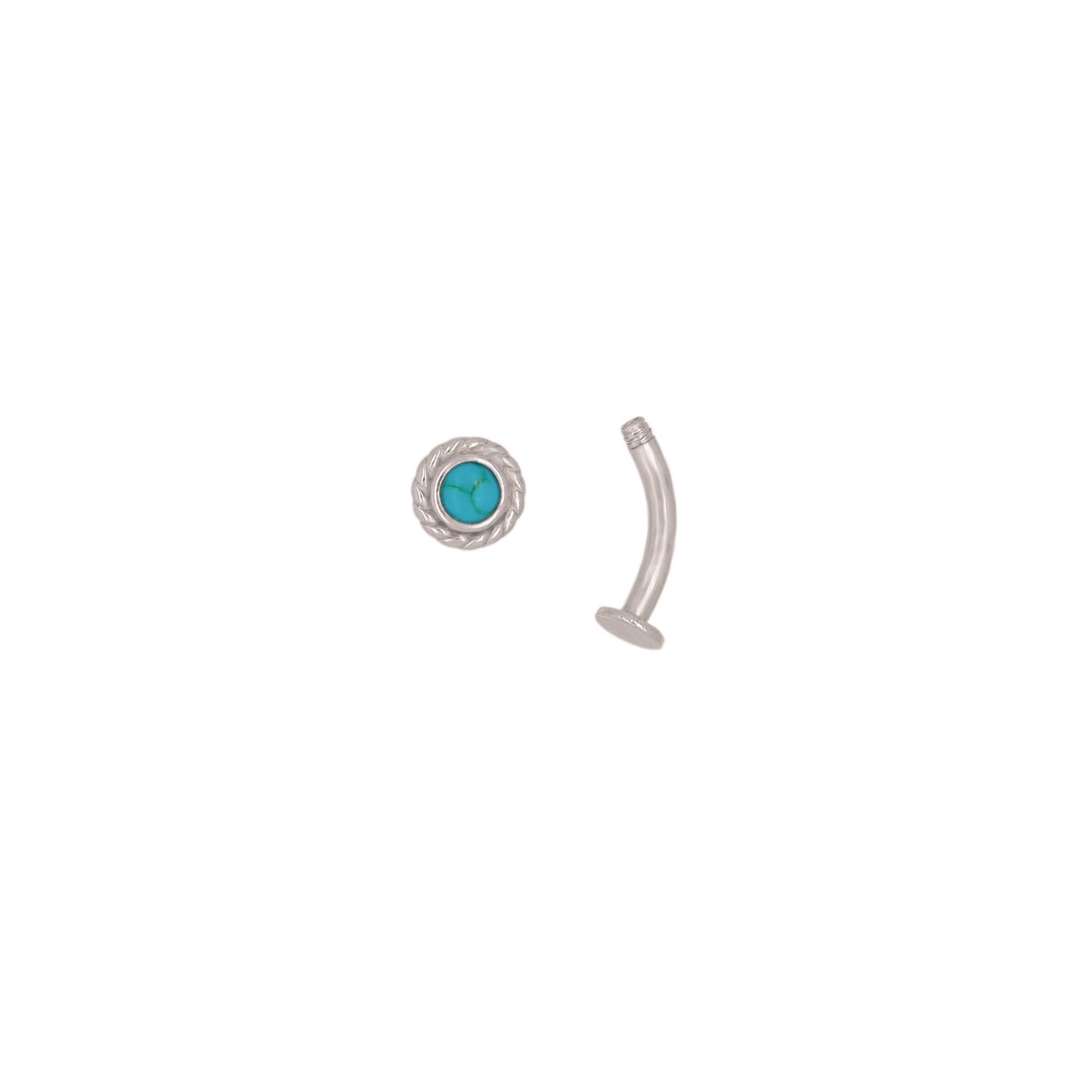 925 Silver 14G Petite Sun Turquoise Floating Belly Ring | 6mm 1/4" 8mm 5/16" 10mm 3/8" - Sturdy South
