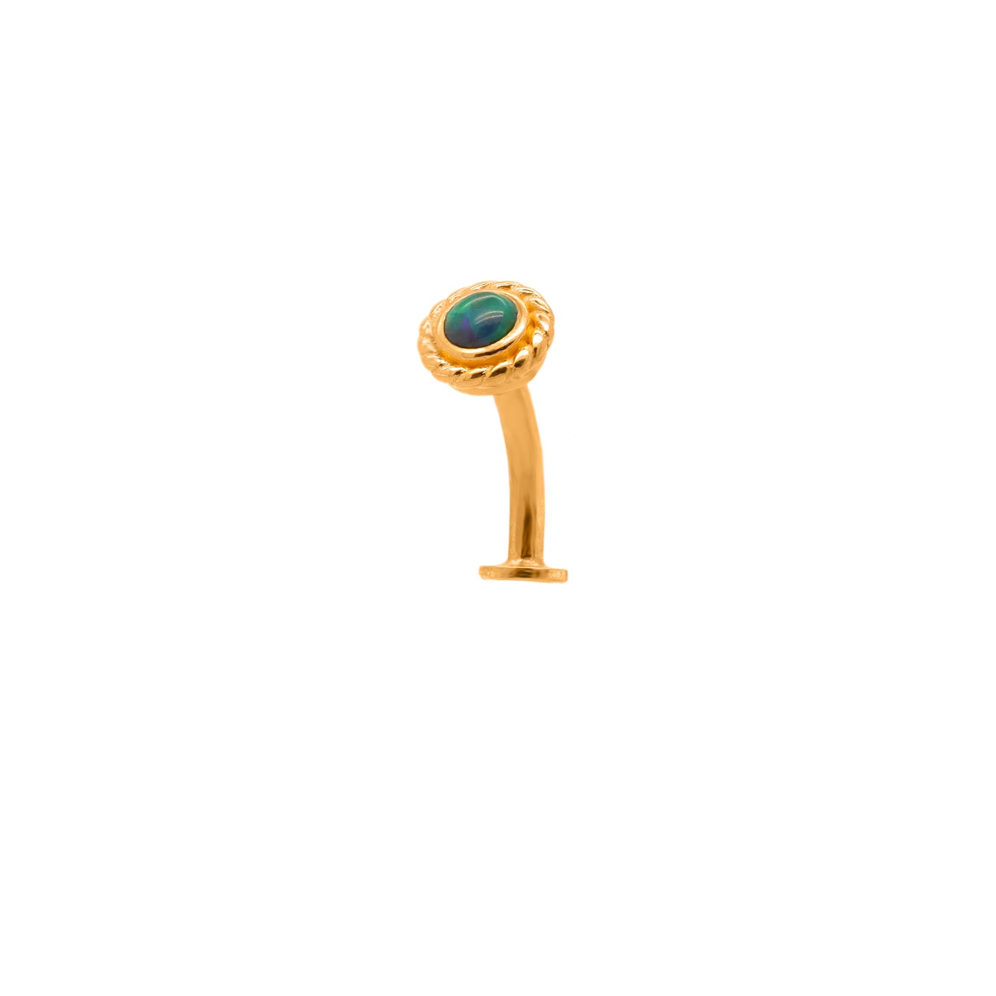Vermeil | 24k Gold Coated 925 Silver 14G Petite Sun Black Opal Floating Belly Ring | 6mm 1/4" 8mm 5/16" 10mm 3/8" - Sturdy South