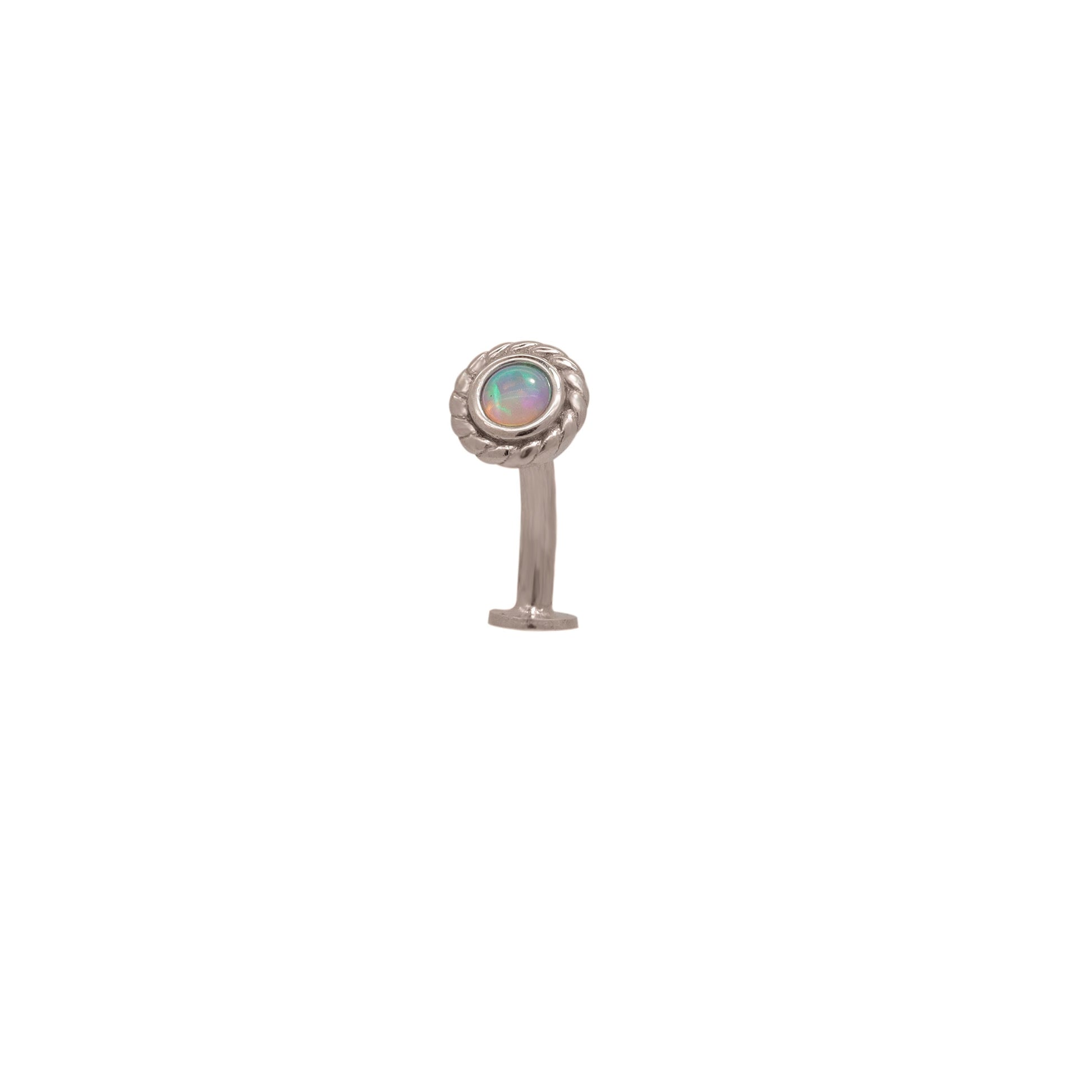 925 Silver 14G Petite Sun Blue Kyocera Galaxy Opal Floating Belly Ring | 6mm 1/4" 8mm 5/16" 10mm 3/8" - Sturdy South