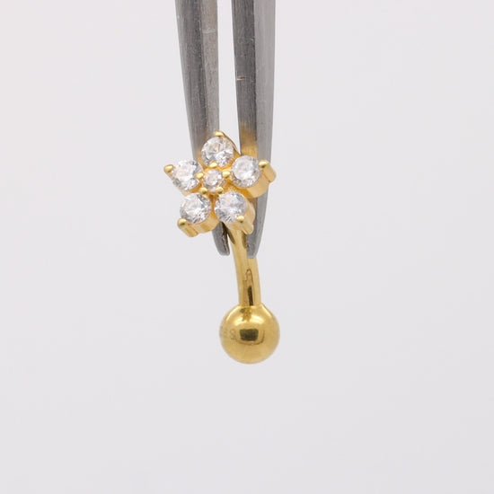 gold flower belly button ring