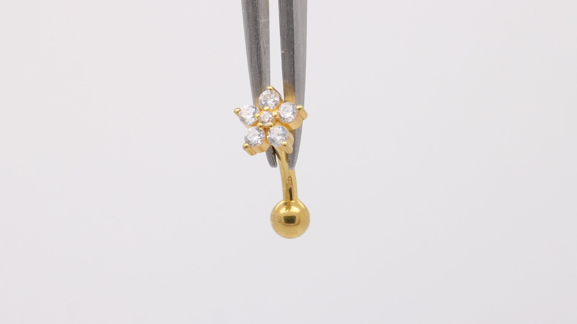 gold flower belly button ring