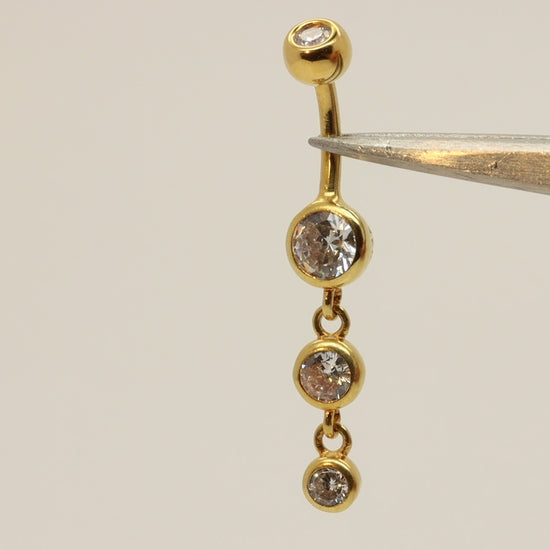 gold vermeil dangle belly button ring